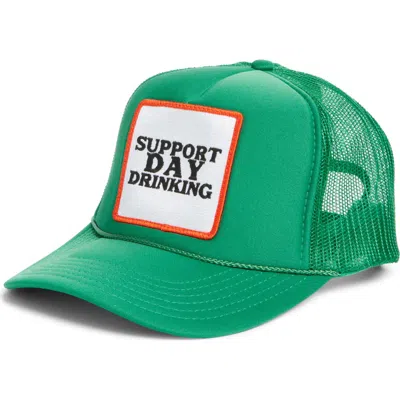 Friday Feelin ' Support Day Drinking Patch Trucker Hat In Green