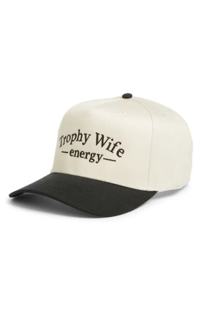 Friday Feelin ' Trophy Wife Energy Adjustable Snapback Hat In White