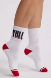 Friday Feelin ' Y'all Crew Socks In White