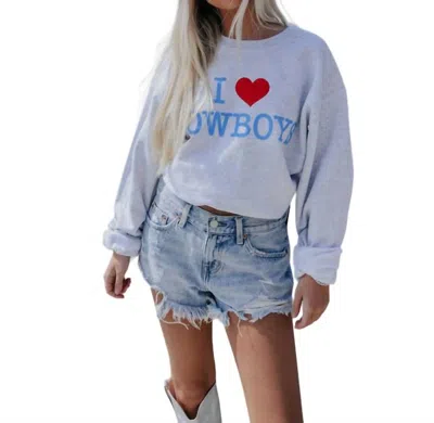 Friday + Saturday I Love Cowboys Sweatshirt In Heather Grey