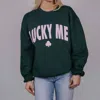 Friday + Saturday Lucky Me, Lucky You Crewneck In Green In Green