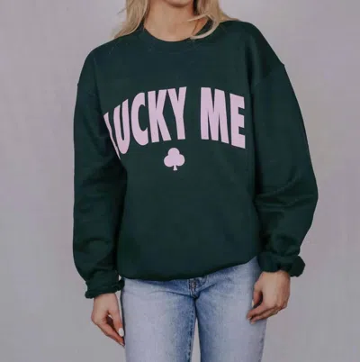 Friday + Saturday Lucky Me, Lucky You Crewneck In Green
