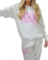 Friday + Saturday Mom Block Sweatshirt In White In White
