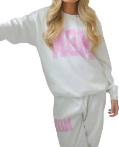 Friday + Saturday Mom Block Sweatshirt In White