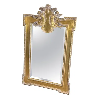 Pre-owned Friedman Brothers 20th C. Neoclassical Style Giltwood Mirror With Cherub And Floral Decoration In Brown