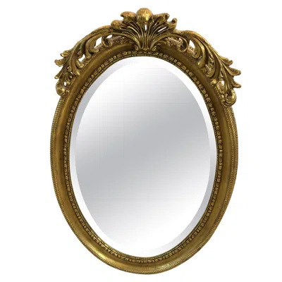 Pre-owned Friedman Brothers Pretty  Oval Giltwood Mirror In Brown