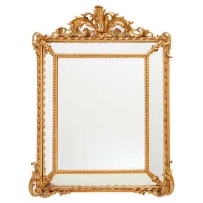 Pre-owned Friedman Brothers Vintage Louis Xv Style Giltwood Pier Mirror With Acanthus Crest, Beveled Glass In Brown
