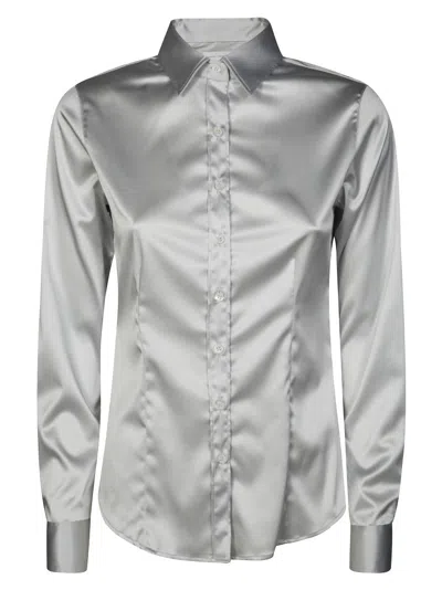 Friedman Satin Shirt With Classic Collar In Multi