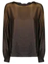 Friedman Smooth Satin Blouse With Classic Cut In Brown