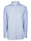 Friedman White Oversized Cotton Shirt With Classic Collar In Blue