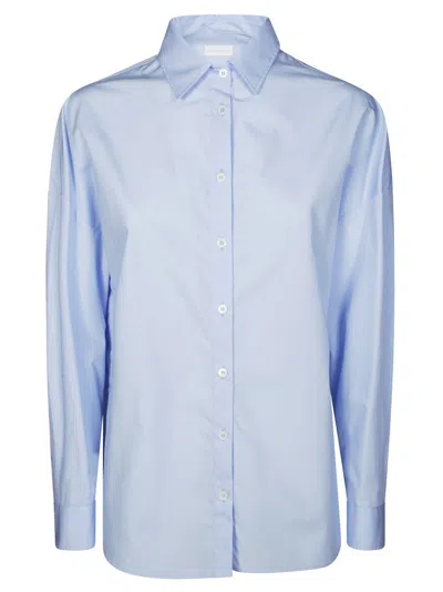 Friedman White Oversized Cotton Shirt With Classic Collar In Blue