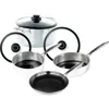 Frieling Black Cube Hybrid Quick Release 7 Piece Cookware Set In Silver