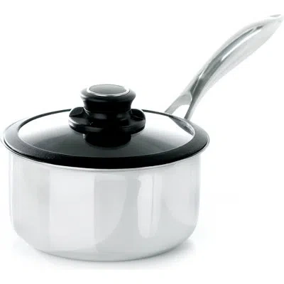 Frieling Black Cube Hybrid Quick Release Saucepan With Lid In Stainless Steel;black