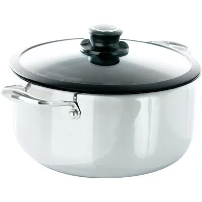 Frieling Black Cube Hybrid Quick Release Stockpot With Lid In Silver;black