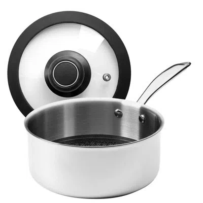 Frieling Ceramicqr, Saucepan W/ Lid, 8" Dia. In Silver;black