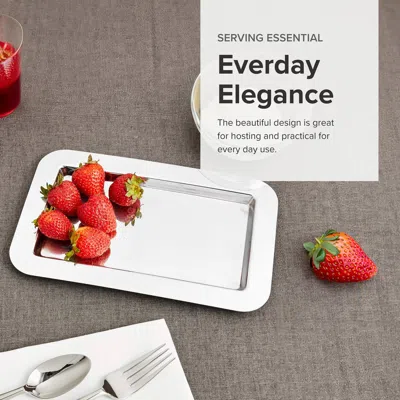 Frieling Rectangluar Silver Tray For Coffee, Tea & Desserts, Polished Mirrored Finish, 18/10 Stainless Steel In Multi