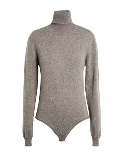 Friendly Hunting Woman Bodysuit Taupe Size M Cashmere In Gray