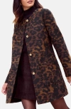 Friends Like These Collarless Leopard Swing Coat In Brown