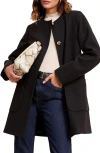Friends Like These Collarless Swing Coat In Black