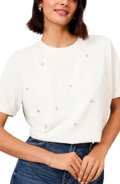 Friends Like These Embellished Cotton T-shirt In Cream