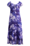 Friends Like These Floral Flutter Sleeve Maxi Sundress In Purple