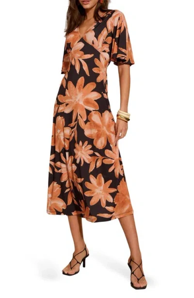 Friends Like These Floral Flutter Sleeve Midi Dress