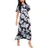 Friends Like These Floral Print Flutter Sleeve Maxi Dress In Blue