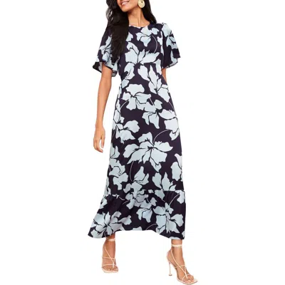 Friends Like These Floral Print Flutter Sleeve Maxi Dress In Blue