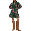 Friends Like These Floral Print Long Sleeve Shirtdress In Green