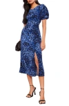 Friends Like These Leopard Print Ruched Midi Dress