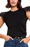 Friends Like These Mixed Media Ruffle Sleeve Cotton Top