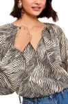 Friends Like These Mono Print Tie Neck Top
