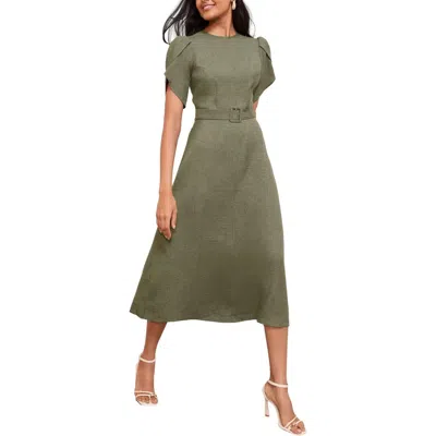Friends Like These Petal Sleeve Midi Dress In Green