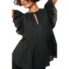 Friends Like These Pintuck Pleat Flutter Sleeve Cotton Top In Black