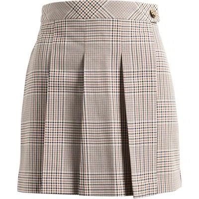 Friends Like These Pleated Check Miniskirt In Brown