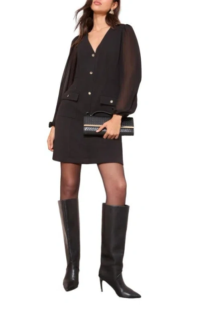 Friends Like These Sheer Long Sleeve Sheath Dress In Black
