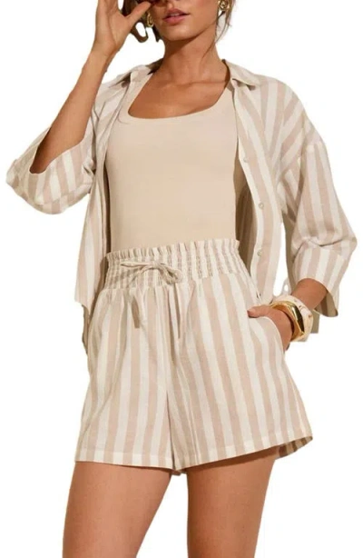 Friends Like These Striped Drawstring Shorts In Neutral