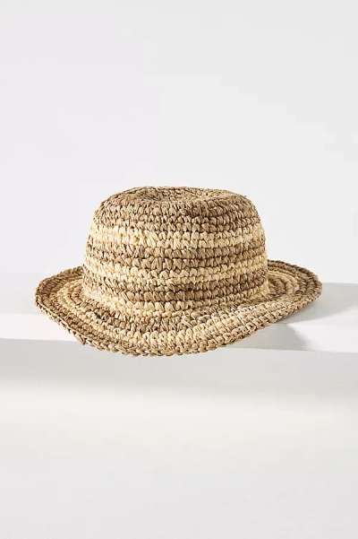 Friends Of Friends Hat Co Bingin Raffia Bucket Hat In Beige