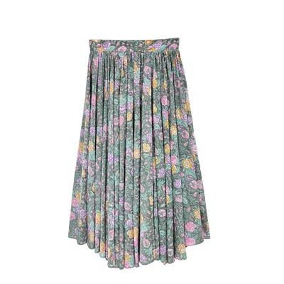Friesenguys Women's Green Sage Blossom Maxi Yoke Flare Skirt
