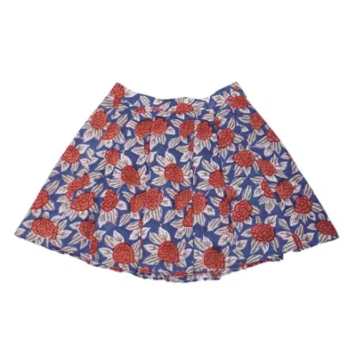 Friesenguys Women's Red / Blue / White Rosette Pleated Flared Skirt