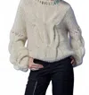 Fringe Candice Sweater In White In Multi