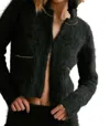 Fringe Emily Crop Cardigan In Black In Black