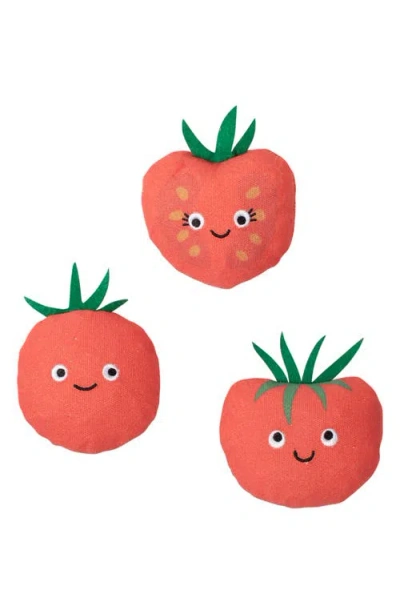 Fringe Studio Always Ripe On Time Set Of 3 Squeaker Dog Toys In Orange