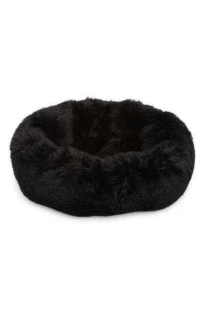 Fringe Studio Faux Fur Pet Cuddler Bed In Black