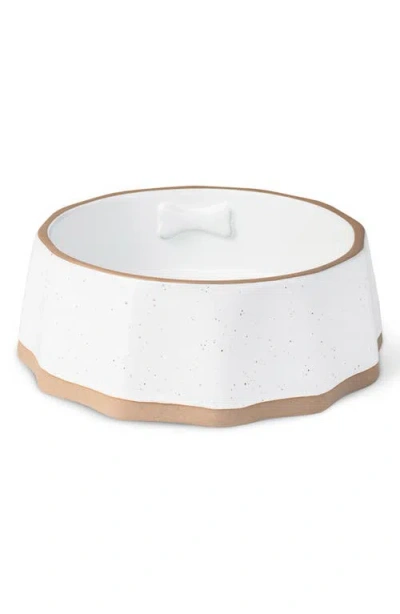Fringe Studio Scallop Speckled Medium Pet Bowl In White