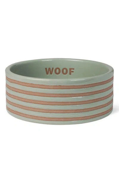 Fringe Studio Wax Resist Stripe Medium Pet Bowl In Green