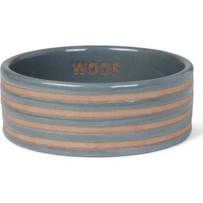Fringe Studio Wax Resist Stripe Small Pet Bowl In Grey