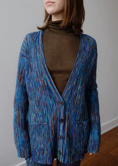 Fringe Vega Cardigan In Multi Blue
