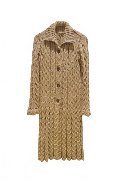 Fringe Women's Steph Maxi Length Cardigan In Camel In Brown