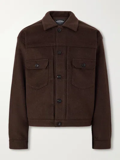 Frizmworks Brushed Wool-blend Jacket In Brown